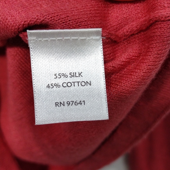 J. Jill Silk Cardigan Women's S Red Textured Summer Beach Coastal Vacation - Picture 8 of 8